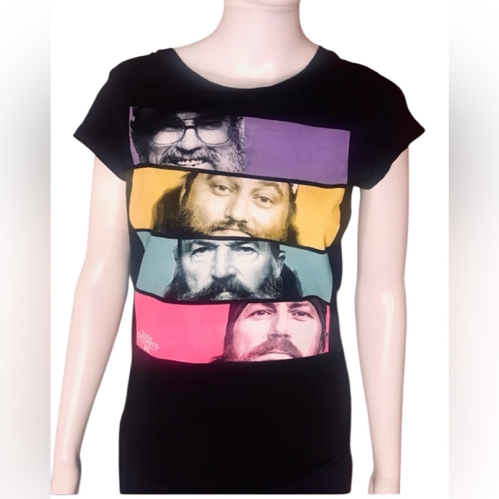 Duck Dynasty Womens Black Short-sleeved Pullover T-shirt Size Large